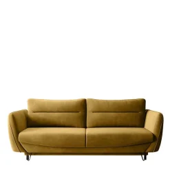 Dreisitzer Schlafcouch in Senfgelb Samt - Ombragon