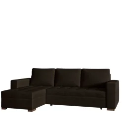 Dreisitzer Schlafcouch in Dunkelbraun Stoff - Fabrizio