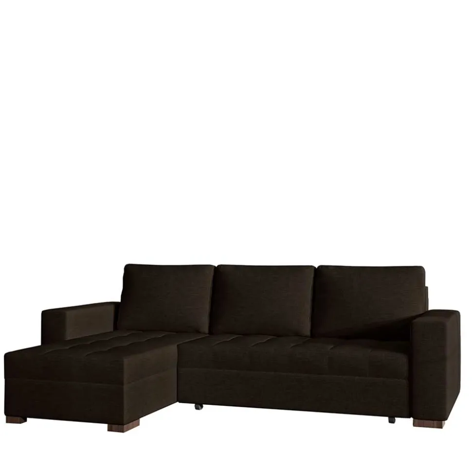 Dreisitzer Schlafcouch in Dunkelbraun Stoff - Fabrizio