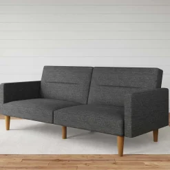 Dreisitzer Schlafsofa in Grau und Holz Natur - Maragas