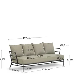 Dreisitzer Sofa mit Stahlgestell Schwarz - Emjan