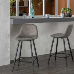 Dunkelgraue Barstühle mit Sitzschale - Vrono (2er Set)