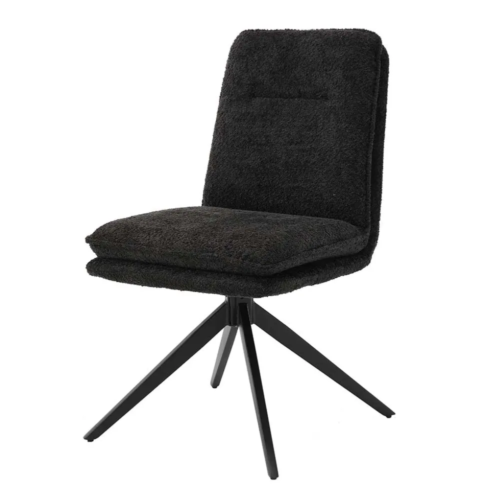 Dunkler Polsterstuhl in Anthrazit Boucle - Queen (2er Set)