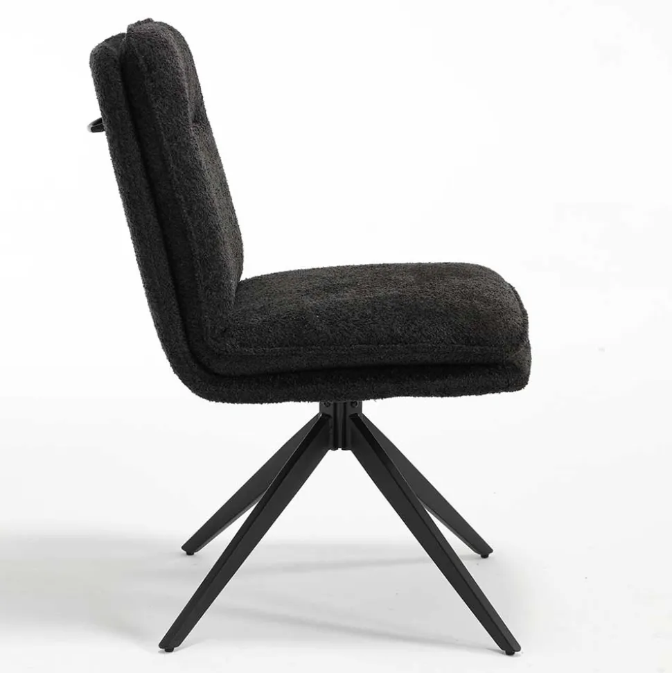 Dunkler Polsterstuhl in Anthrazit Boucle - Queen (2er Set)