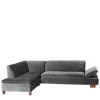 Eckcouch in Anthrazit mit Nussbaum Braun - Sevilaca