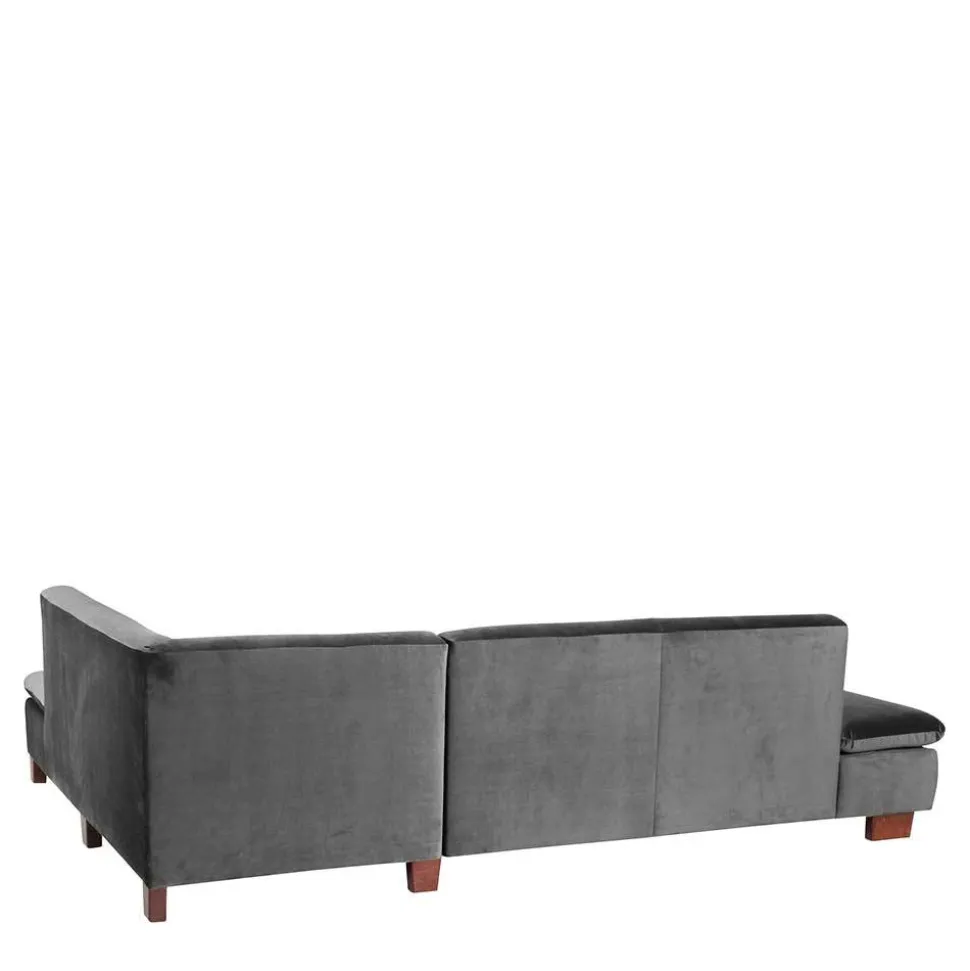 Eckcouch in Anthrazit mit Nussbaum Braun - Sevilaca