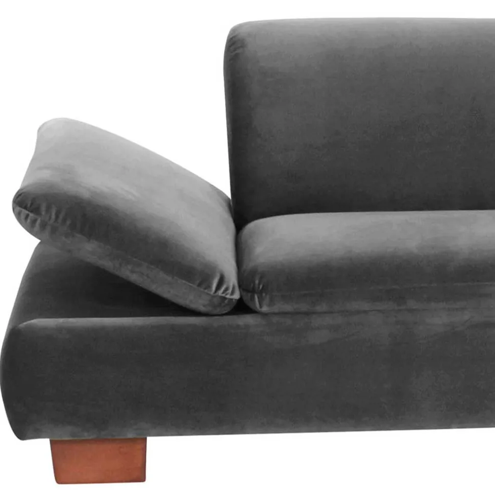 Eckcouch in Anthrazit mit Nussbaum Braun - Sevilaca