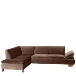 Eckcouch in Braun mit Nussbaum - Gelvino