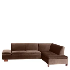 Eckcouch in Braun mit Nussbaum - Gelvino