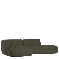 Eckcouch in Graugrün Webstoff - Grover