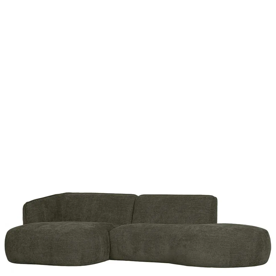 Eckcouch in Graugrün Webstoff - Grover