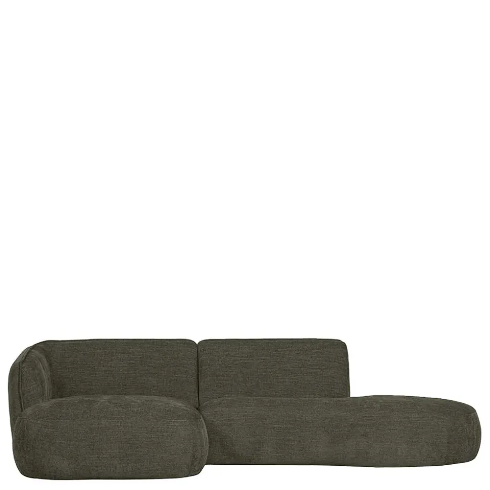 Eckcouch in Graugrün Webstoff - Grover