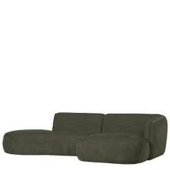 Eckcouch in Graugrün Webstoff - Grover