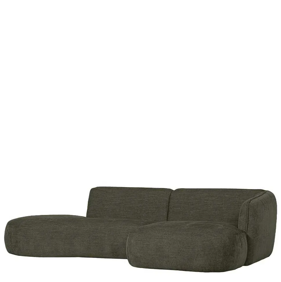 Eckcouch in Graugrün Webstoff - Grover