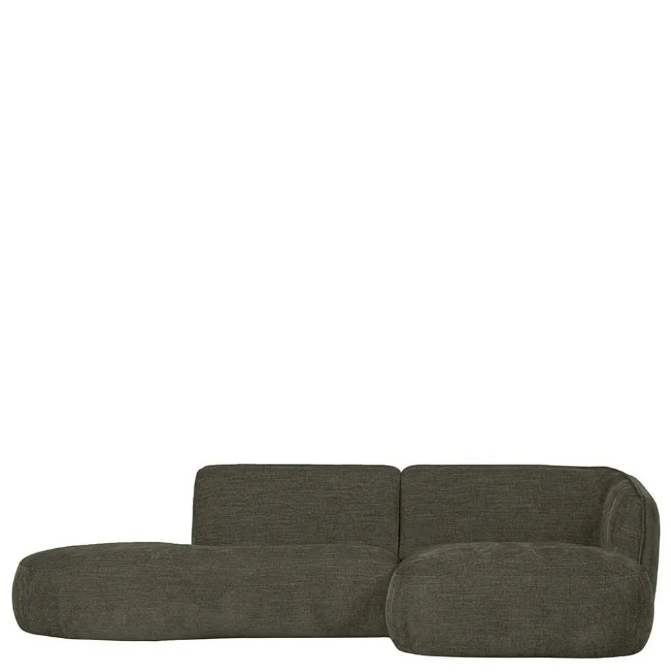 Eckcouch in Graugrün Webstoff - Grover