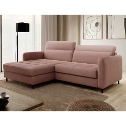 Eckcouch Schlafsofa in Altrosa - Drujano