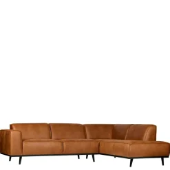 Eckgarnitur Ledercouch in Cognac - Liano