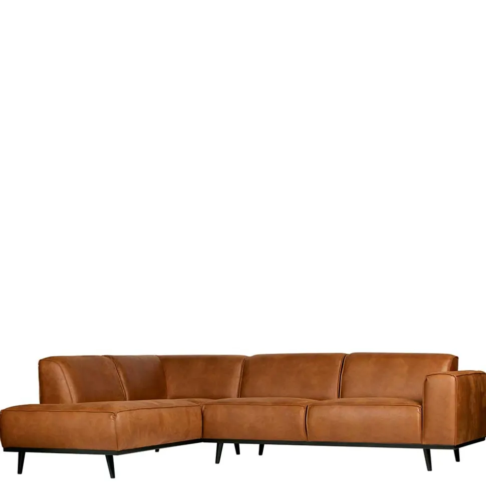 Eckgarnitur Ledercouch in Cognac - Liano