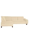 Ecksofa in Beige mit Nussbaum Braun - Nando