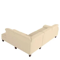 Ecksofa in Beige mit Nussbaum Braun - Nando