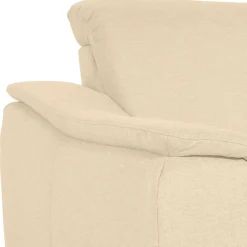 Ecksofa in Beige mit Nussbaum Braun - Nando