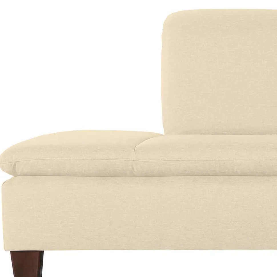 Ecksofa in Beige mit Nussbaum Braun - Nando