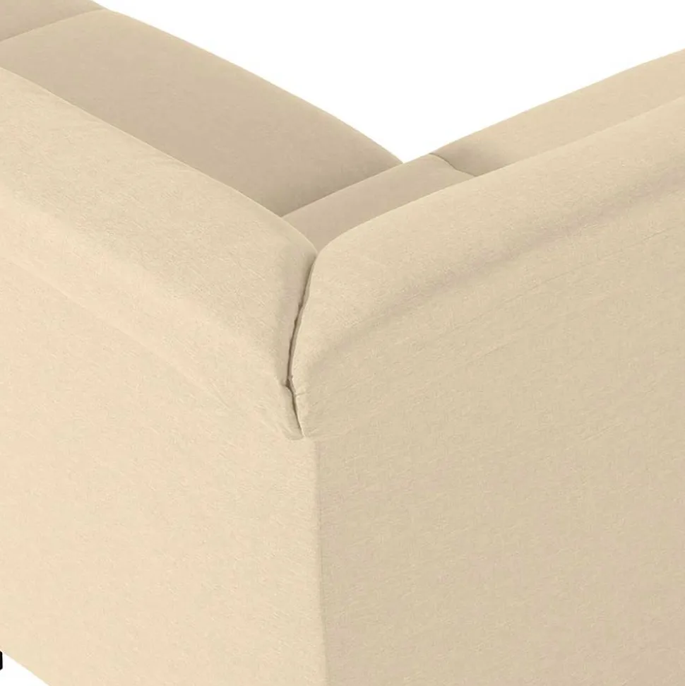 Ecksofa in Beige mit Nussbaum Braun - Nando