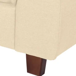 Ecksofa in Beige mit Nussbaum Braun - Nando