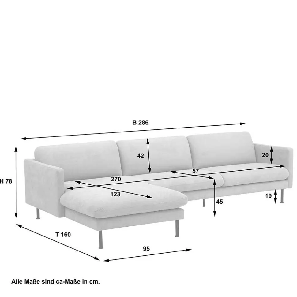 Ecksofa in Beige mit Schwarz - Roco