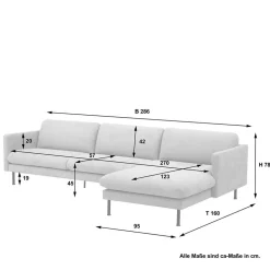 Ecksofa in Beige mit Schwarz - Roco