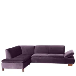 Ecksofa in Dunkellila mit Nussbaum Braun - Babahira