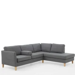 Ecksofa in Grau Stoff - Dreisitzer - Donnsai