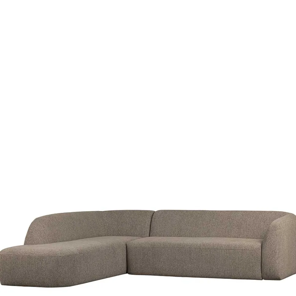Ecksofa in Hellbraun Chenille Bezug - Acira