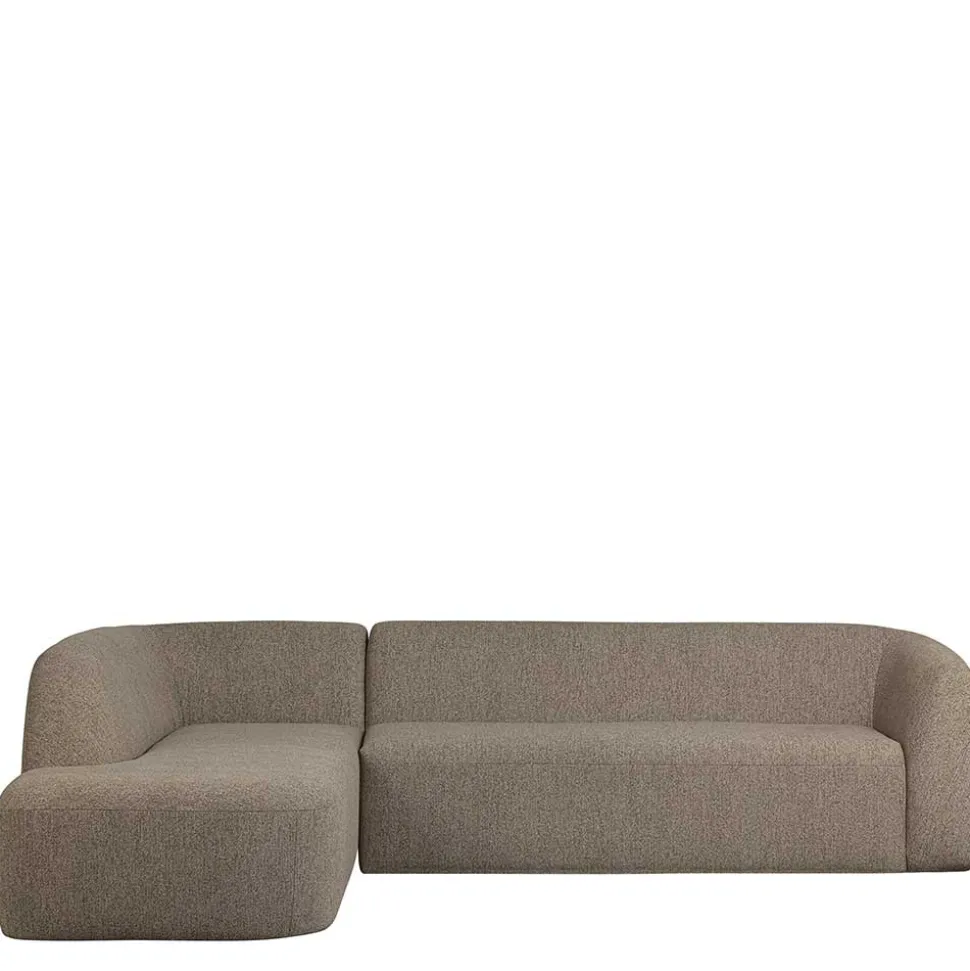 Ecksofa in Hellbraun Chenille Bezug - Acira