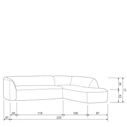 Ecksofa in Hellbraun Chenille Bezug - Acira