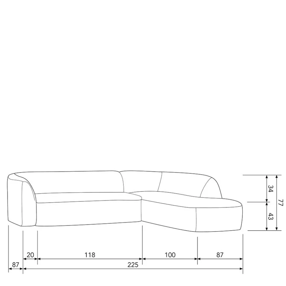Ecksofa in Hellbraun Chenille Bezug - Acira