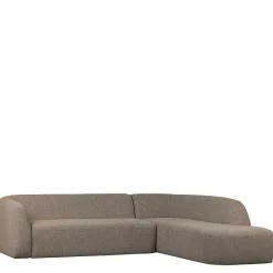 Ecksofa in Hellbraun Chenille Bezug - Acira