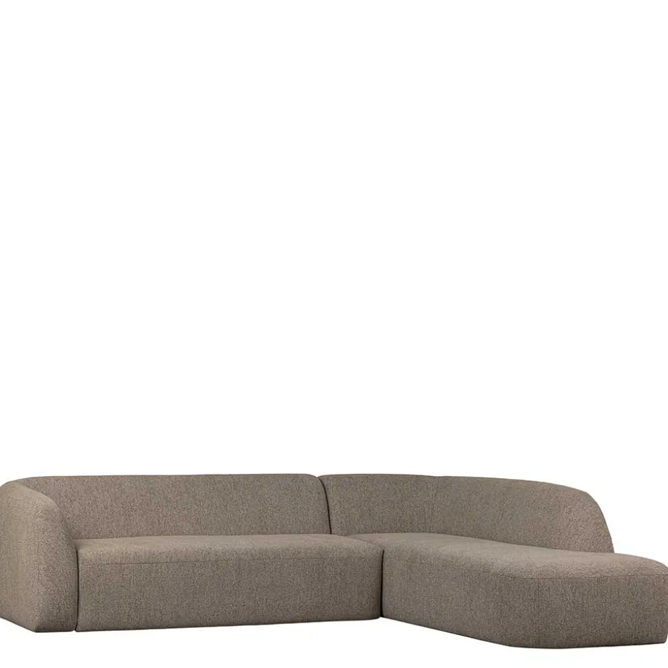 Ecksofa in Hellbraun Chenille Bezug - Acira