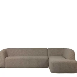 Ecksofa in Hellbraun Chenille Bezug - Acira