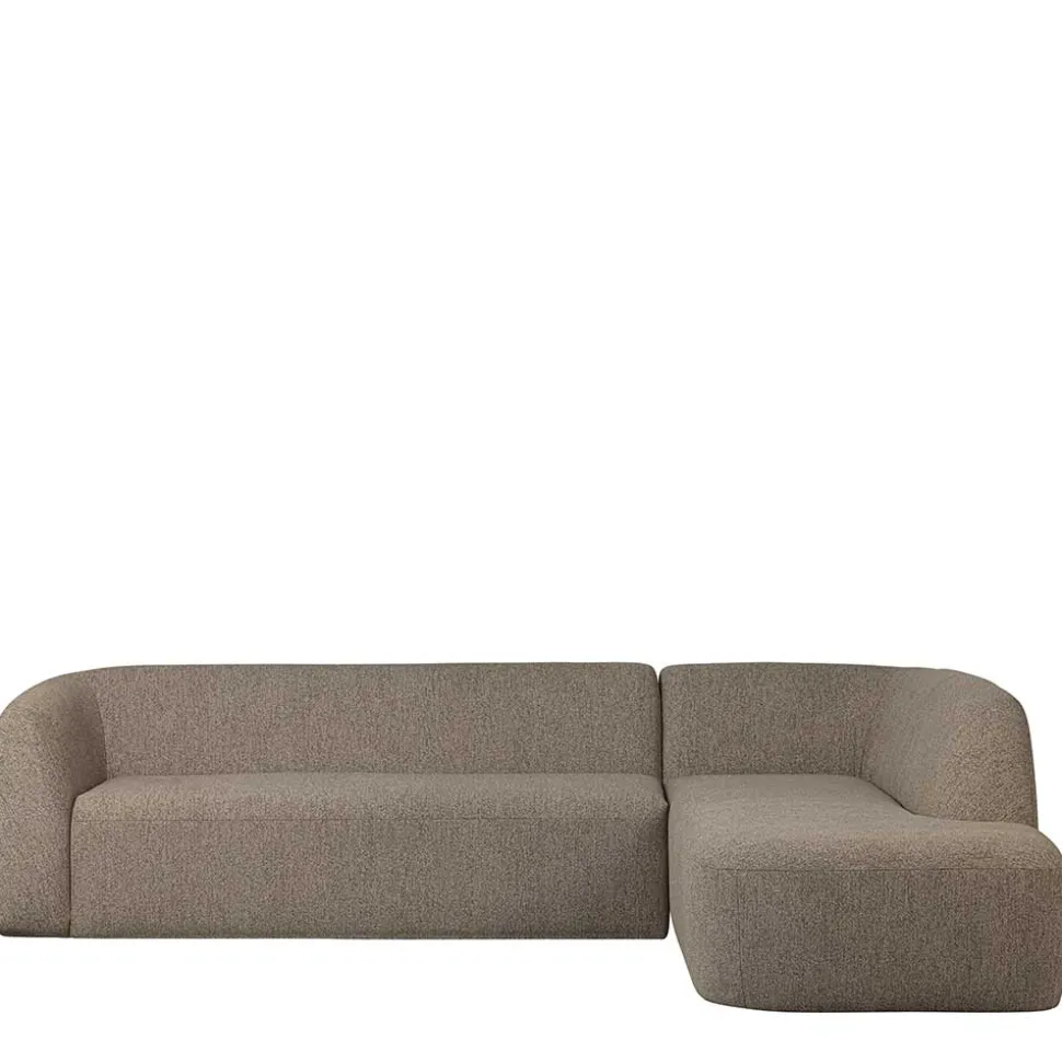 Ecksofa in Hellbraun Chenille Bezug - Acira