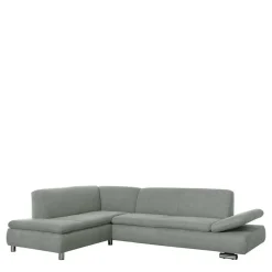 Ecksofa in Hellgrün mit Chrom - Nathan