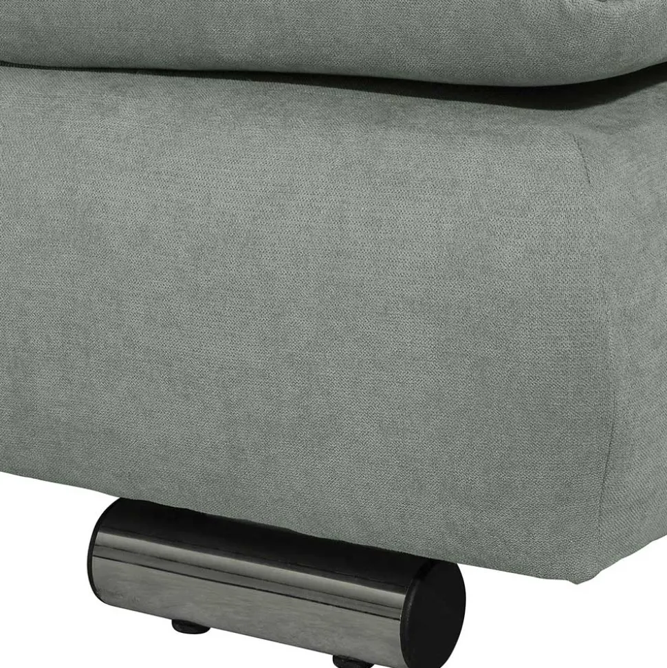 Ecksofa in Hellgrün mit Chrom - Nathan