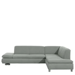 Ecksofa in Hellgrün mit Chrom - Nathan