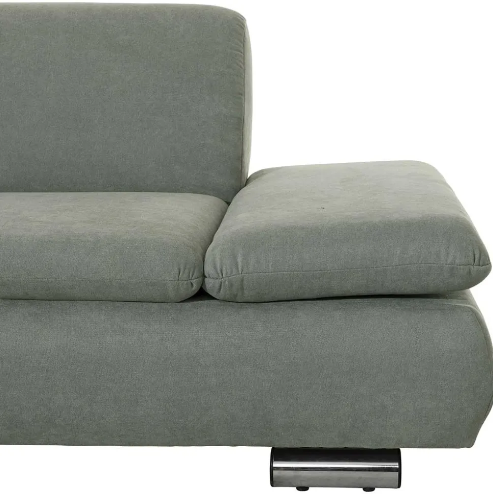Ecksofa in Hellgrün mit Chrom - Nathan