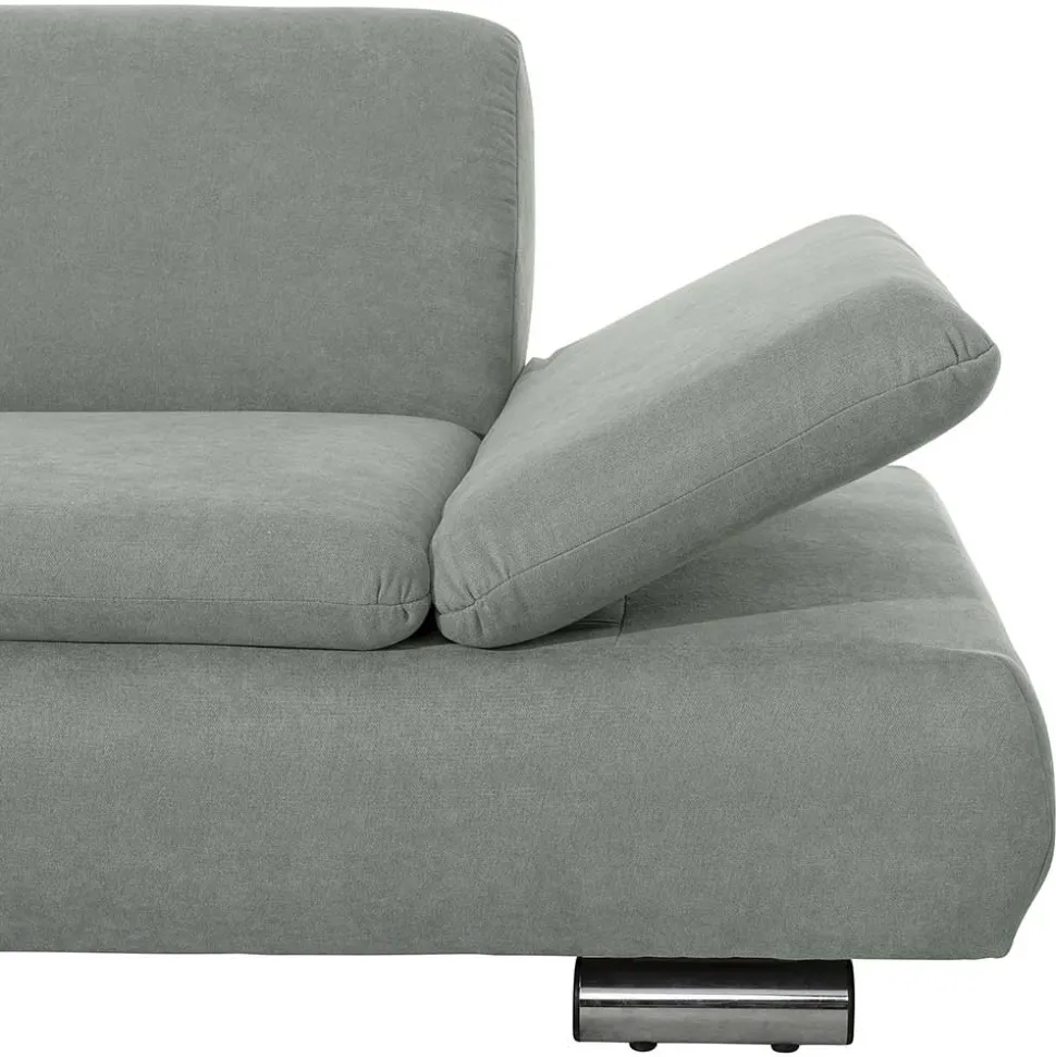 Ecksofa in Hellgrün mit Chrom - Nathan