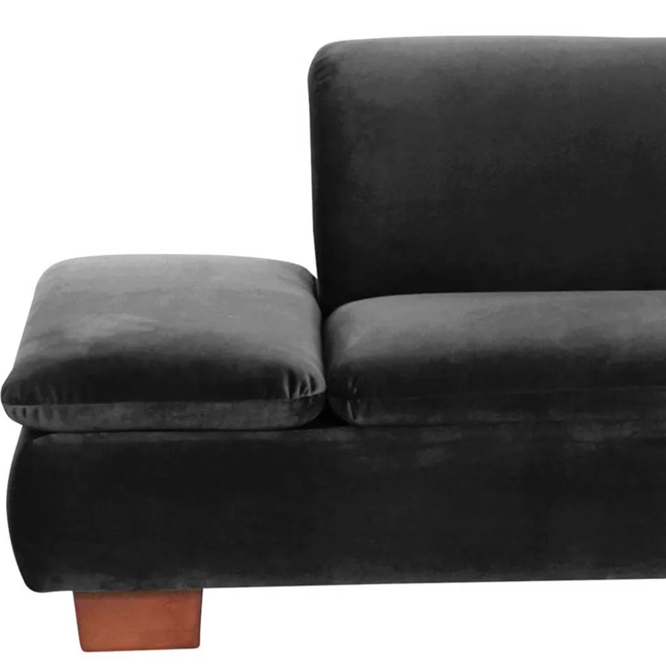 Ecksofa in Schwarz mit Nussbaum Braun - Satira