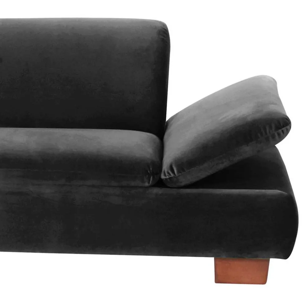 Ecksofa in Schwarz mit Nussbaum Braun - Satira