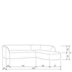Ecksofa in Schwarzgrau Chenille - Barat
