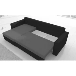 Ecksofa mit Bettfunktion in Schwarz und Hellgrün - Donlazi