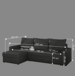 Ecksofa mit Bettfunktion in Schwarz und Hellgrün - Donlazi